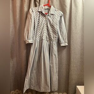Vintage blue and white striped dress size M/L